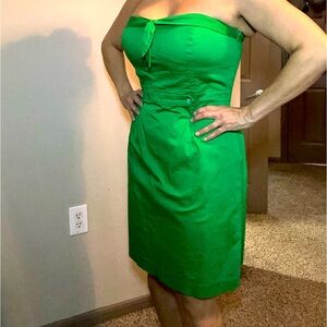 Green cremieux strapless, cotton dress